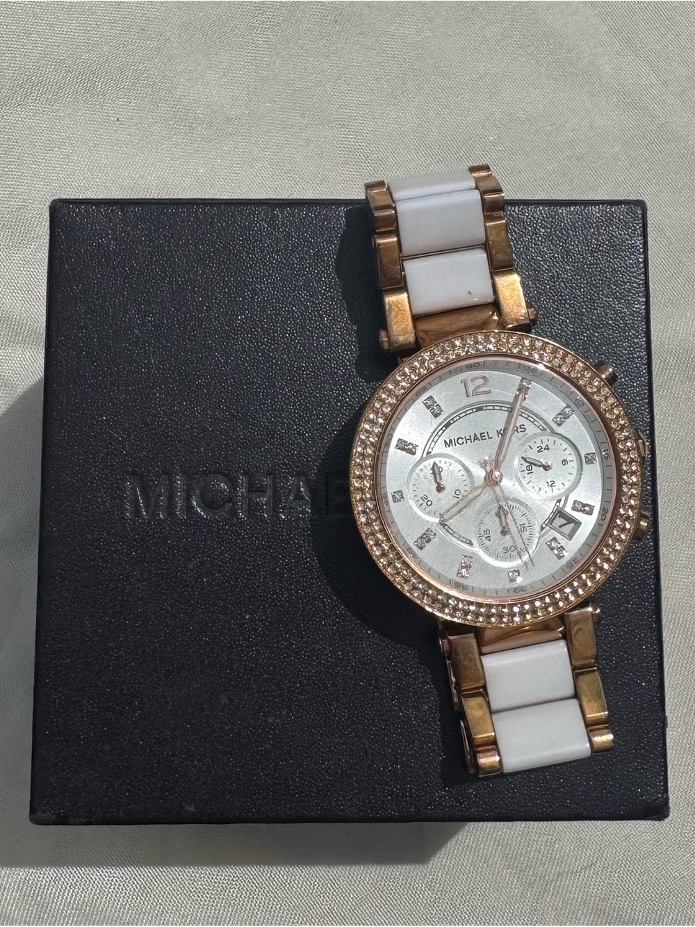 Michael Kors White Rose Gold Parker Watch